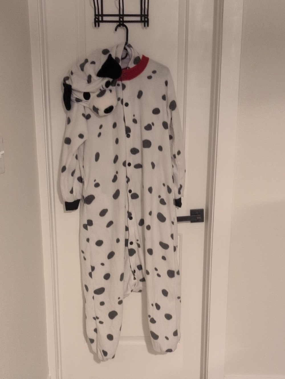 Men's Dalmatian Hooded Onesie – White & Black